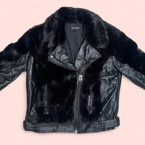 Topshop black faux leather and